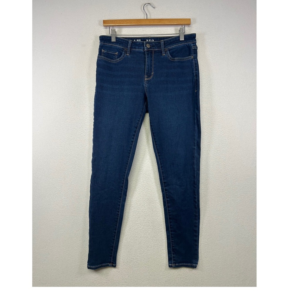 Casual Classic a.n.a Womens 8 Blue Mid-Rise‎ Skinny Stretch Dark Wash Jeggings